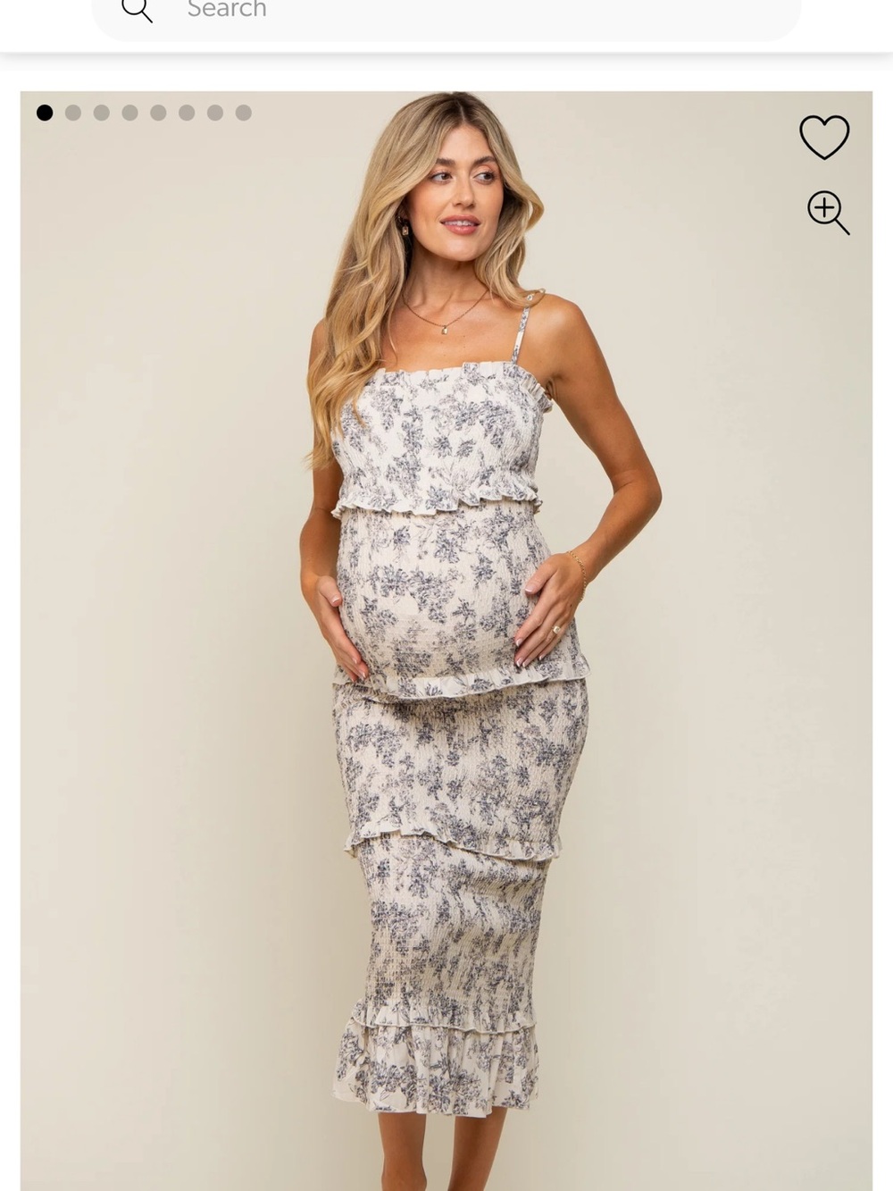 Pinkblush Cream Midi Maternity Dress with Floral Print